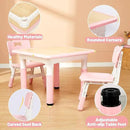 FUNLIO Kids Table and 4 Chairs Set, Height Adjustable Toddler Table and Chair Set for Ages 3-8, Easy to Wipe Arts & Crafts Table, for Classrooms/Daycares/Homes, CPC & CE Approved (5-Piece Set) - Pink by CozyNest Decor