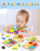 Yetonamr Wooden Toddler Puzzles Gifts Toys for 1 2 3 Years Old Boys Girls, 4 Vehicle Shape Montessori Toy Educational Blocks Kids Toys Gift Baby Learning Toy Age 1-3, 2-4 by TinyTreasures Baby Boutique
