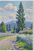 Countryside wildflowers landscape canvas poster natural plant flower artwork retro pastoral flower path suitable for farmhouse decoration by CozyNest Decor