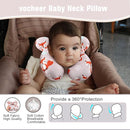vocheer Baby Travel Pillow(Upgraded), Head and Neck Support Pillow for Pushchair, Car Seat,Stroller, Bouncer, Cotton, Orange Fox by TinyTreasures Baby Boutique