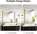 36x48inch Bathroom Mirror, Gold Rectangle Mirror with Thin Metal Frame, Large Rectangular Wall Mirrors for Bathroom, Living Room, Hair Salon, Big Farmhouse Mirror Hang Horizontal/Vertical by CozyNest Decor