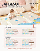 Baby Play Mat 79x71x0.6 inches, Fabric Cloth Surface Extra Large & Thick Foldable Play Mats for Baby Girls Boys, Waterproof & Anti-Slip Portable Baby Floor Mat for Tummy Time with Travel Bag by TinyTreasures Baby Boutique