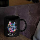 Customized Cat Ceramic Mug, Gift For Cat Pet Owner, Personalized Cat Lover Coffee Cup, Colorful Cat Design Mug For Birthday, Custom Name Cat Animal Black Cup, Unique Cat Mug 11oz 15oz by CozyNest Decor