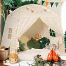 Sumbababy Large Teepee Tent for Kids: with Star Lights & Flags - Tent for Kids Indoor Toddler Teepee for Boys & Girls - Toddler Playhouse Inside Canopy Bed for Playroom Gift Toys (Cream) by TinyTreasures Baby Boutique