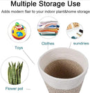 Woven Cotton Rope Plant Basket for 8" Flower Pot Small Basket for Plants Storage Organizer H7.5 x W8.5 by CozyNest Decor