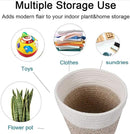 Cotton Rope Plant Basket Modern Woven Basket for 6" Flower Pot Floor Indoor Planters,Rustic Home Decor Storage Organizer H6 3/4" x W6 1/2" by CozyNest Decor