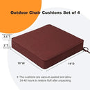 Sunbrella Square Corner Seat Cushions, 19" x 19" x 3", Set of 4, Indoor Outdoor Water Repellent Universal Chair Pads with Ties for Patio Furniture, Garden Dining Chairs, Spectrum Brick by GreenHaven Gardens