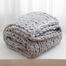 WESHIONGOO Chunky Knit Blanket Throw 50"×60" Knitted Throw Blankets for Couch Bed Fluffy Soft Blanket with Jumbo Chenille Yarn Thick 100% Handmade (Lingt Grey) by CozyNest Decor