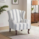 Accent Chair, High Back Upholstered Armchair with High Resilience Sponge & Wood Legs, Mid-Century Modern Comfy Single Sofa Reading Chairs for Living Room, Bedroom (Stripe Navy, Set of 1) by CozyNest Decor