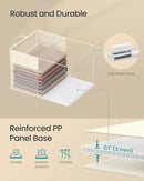 SONGMICS ClosetOrganizers Set of 3, Medium Fabric Storage Baskets, Foldable Organizer with Transparent Nylon Mesh, 15.7 x 11.8 x 9.8 Inches, Handles, for Bedroom, Living Room, Cream White URFB940W01 by CozyNest Decor