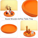 Round Orange Wood Serving Tray with Beads, Wooden Decorative Tray for Entertaining, Decoration, and Gifting, by CozyNest Decor