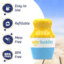 Solar Buddies Sunscreen Applicator - Single Blue - Refillable Roll on Sponge Sunscreen, Suncream & Lotion Applicator For Kids, Adults & Families - Holds 3.4fl oz, Perfect Size for Travel by TinyTreasures Baby Boutique