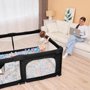 Foldable Baby Playpen with Gate, Extra Large Collapsible Play Yard for Babies & Toddlers, Portable Travel Play Pen with Fence, Safe Activity Center for Indoor & Outdoor Use (51"×51" Black) by TinyTreasures Baby Boutique