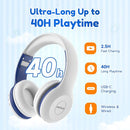 EarFun K2 Kids Bluetooth Headphones, Kids Headphones with Volume Limited, 40H Playtime, Built-in Mic, Stereo Sound, Foldable Over-Ear Headphone for School/Travel/iPad/Tablet, White by TinyTreasures Baby Boutique