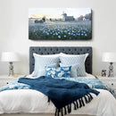 amatop Oversized Farmhouse Wall Art – Botanical Picture Flower Blue Rose & Windmill Countryside Scene Canvas Print, Large Floral Landscape Artwork Decor for Living Room Dining Room Hallway 58x29 Inch by CozyNest Decor