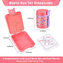 Bento Lunch Box Set With 10oz Soup Thermo, Leak-proof Lunch Containers with 4 Compartment, Kids Hot Thermo Food Jar/Insulation Lunch Bag, Food Containers for School（Rainbow） by TinyTreasures Baby Boutique