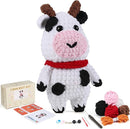 Crochet Animal Kit – 10in Big Adorable COW, Amigurumi Crochet Kit For Intermediate Advanced Level, Kids Knitting Kit With Detailed Videos Tutorials, Yarn, Crochet Hook, Best Gift For Crochet Lovers by TinyTreasures Baby Boutique