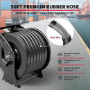 Retractable Fuel Hose Reel with Refueling Nozzle 1" x 50ft Spring Driven Diesel Hose Reel 300 PSI Industrial Auto Swivel Heavy Duty Steel Construction Reel for Ship Vehicle Tank Truck, Black by GreenHaven Gardens