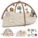 Blissful Diary Baby Play Gym & Activity Mat, Leaf Shaped Baby Tummy Time Play Mat with 6 Detachable Toys, Promotes Motor Skills & Sensory Development, Newborn Baby Essentials Gift, Oatmeal Beige by TinyTreasures Baby Boutique