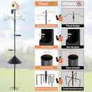 eWonLife 92 Inch Bird Feeder Pole with Squirrel Baffle & Upgraded 9-Prong Base, Adjustable Bird House Pole for Outdoors Heavy Duty, Bird Feeder Stand Post Station with 4 Shepherd Hooks, Birdbath, Tray by GreenHaven Gardens
