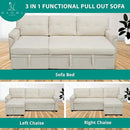 Naomi Home L-Shaped Reversible Sectional Sofa with Pull-Out Sleeper Bed and Storage Chaise, Cream Velvet by CozyNest Decor