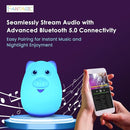 Combined Bluetooth Speaker & Nightlight With 9 Color Emissions, Child Friendly Silicone & BPA Free, USB Recharging, Receives Audio From Computer, Phone Or Tablet, and includes Remote Control (Pig) by TinyTreasures Baby Boutique