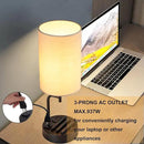 Dreamholder Table Lamp with 3 USB Charging Ports, Modern Desk Lamp with AC Outlet and Phone Stands, Perfect Bedside Lamp for Bedroom, Living Room, Office (Pack of 2), Cream by CozyNest Decor