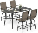 Sophia & William Outdoor Bar Set, Patio Bar Table and Chairs Set, Bar Height Patio Set - 4 x Swivel Bar Chairs(Brown), 1 x Rectangular Bar Table(Black) by CozyNest Decor