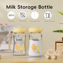 YOHKOH Breast Milk Storage Bottles - Wide Neck Glass Breastmilk Storage Bottles with Lids, BPA-Free (Multicolor1, 5.4oz (Pack of 4)) by TinyTreasures Baby Boutique