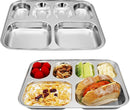 Korean Stainless Steel Divided Plates, Food Grade 304 Tray for Kids, Teens, Adults, Picky Eaters, BPA Free, 6 Sections, Diet Portion Control, Serving Platter, Dinner Snack, Set of 2 by TinyTreasures Baby Boutique