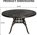 48" Round Patio Table for 6 Person Cast Aluminum Bistro Table with Umbrella Hole,Metal Patio Table Outdoor Bistro Dining Table for Garden,Bronze by GreenHaven Gardens