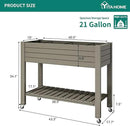 YITAHOME 43.3x17.7x34 in Elevated Garden Bed, Outdoor Plastic Planter Box with Wheels, Legs, Drain Plug, and Storage Shelf for Plants, Vegetables, Flowers, Herbs, Light Brown by GreenHaven Gardens