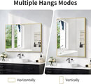 30x40In Gold Bathroom Mirror for Wall, Brushed Gold Rectangle Mirrors with Metal Frame, Bathroom Rectangular Mirror Modern Wall Mirror for Bedroom Living Room, Hangs Horizontal or Vertical by CozyNest Decor