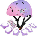 Kids Bike Helmet with DIY Stickers and Knee Pads Elbow Pads Wrist Guard Set for Ages 3-8-14 Toddler Boys Girls Helmet for Roller Skates Cycling Skateboarding Bicycle Scooter by TinyTreasures Baby Boutique