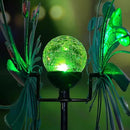 Solar Wind Spinners for Yard and Garden-60.6 Inch 360° Metal Wind Sculptures Outdoor Clearance Kinetic Windmills with Multi Color Led Glass Ball by GreenHaven Gardens