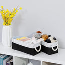 DULLEMELO Toilet Paper Storage Basket, Toilet Paper Basket for Back of Toilet, Bathroom Storage Basket for Cosmetics Towels Toilet Paper, Toilet Tank Basket with Rope Handles for Toilet(White&Black) by TinyTreasures Baby Boutique