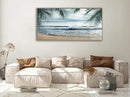 Framed Tropical Beach Wall Art - Ocean Waves Canvas Pictures Coastal Blue Sky and Sea Print Seaside Palm Tree Leaves Scene Painting Artwork Living Room Bedroom Office Home Decor 29" x 58" by CozyNest Decor