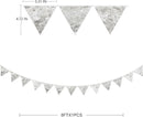 Pinkblume Double Sided Sequin Fabric Triangle Pennant Banner Flag Bunting Garland for Silver Theme Nursery Classroom Home Bedroom Wall Holiday Christmas Decor by GreenHaven Gardens