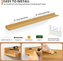 Fun Memories Picture Ledge Shelves Set of 2, 48 Inch Rustic Wall Mounted Floating Shelves with Lip for Home Storage and Décor in Bathroom, Kitchen, Nursery, Bedroom, Living Room, Oak by CozyNest Decor