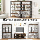 LVB Rustic Bookcases and Book Shelves, Metal Wood 6 Tier Bookshelf and Book Rack Storage, Industrial Vertical Display Etagere Book Case 6 Shelf, Vintage Large Book Shelf for Bedroom Living Room, Brown