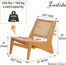 Rattan Chair 2Pcs, Mid Century Modern Accent Chair, Leisurely Reading Chair for Living Room（Wood） by CozyNest Decor