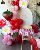 Strawberry Balloons Arch Garland Kit, 135PCS Red and Pink Balloons with Strawberry Daisy Foil Balloons for Sweet Girl Berry First Birthday Decor Baby Shower Themed Party Decorations by CozyNest Decor