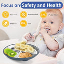Stainless Steel Suction Plates for Toddlers, 9" Divided Kids Baby Plates with Removable Silicone Suction, Non Toxic Non Slip Portion Control Snack Dishes 4 Packs, Blue Gray Navy Sage by TinyTreasures Baby Boutique