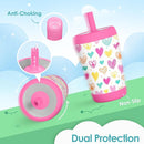 Kid Insulated Stainless Steel Tumbler with Silicone Straw, 12oz Sippy Cup for Kids (Playful Hearts) by TinyTreasures Baby Boutique