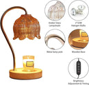 GEEZO Fragrance Candle Warmer Lamp with 2 Bulbs Electric Candle Warmer with Timer & Dimmer for Home Decor Wax Melt for Small Large Size Jar Candles Retro Wooden Base
