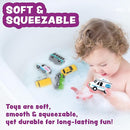 Tub Works® Vehicles™ Bath Cars Mold Free Bath Toys, 6 Pack | Sealed, No Hole Bath Toys Design Keeps Moisture Out | Soft, Squeezable & Float on Water | Fun Baby & Toddler Bath Toys | City Car Bath Toys by TinyTreasures Baby Boutique