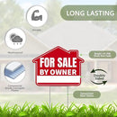 3PC For Sale By Owner Sign with Stakes, 17 Inches by 13 Inches - Double Sided Signs - Corrugated Plastic - FSBO Yard Sign for Home House Real Estate