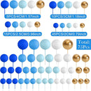 75 Pieces Cake Balls Topper Decorations Foam Cupcake Topper Mini Balloon Cake Topper Balls Cake Picks for Cake Deco Birthday Party Wedding（Blue Gold White Series） by TinyTreasures Baby Boutique