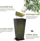 KOL Galvanized Steel Planter 25''H. with Saucer, Bright Glazed Planter with Drainage Hole, Set of 2, Tall Pots for Indoor & Outdoor Use, Decorative Flower Plant Pots for Porch, Patio, Deck - Green