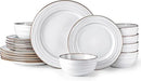 GBHOME Ceramic Dinnerware Sets,18 pcs Embossed Elegant Stoneware Plates and Bowls Sets, Housewarming Wedding Gift | Dishwasher & Microwave Safe | Dishes Set Service for 6 by CozyNest Decor